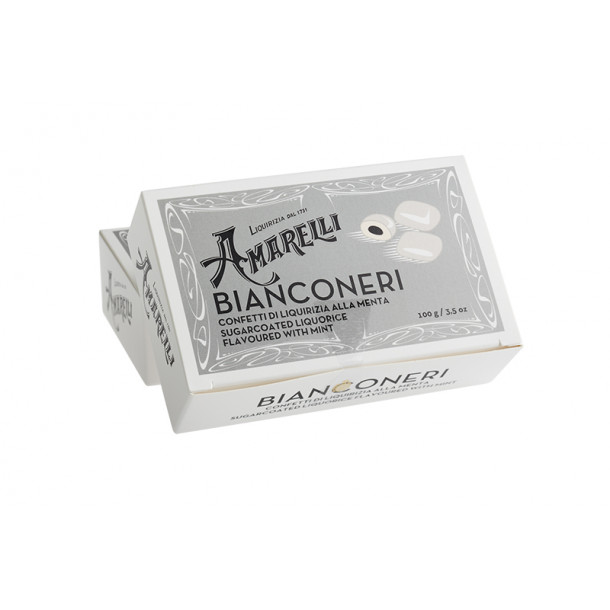 Amarelli Bianconeri (100g) Grigia, Lakridsdrage m. mint