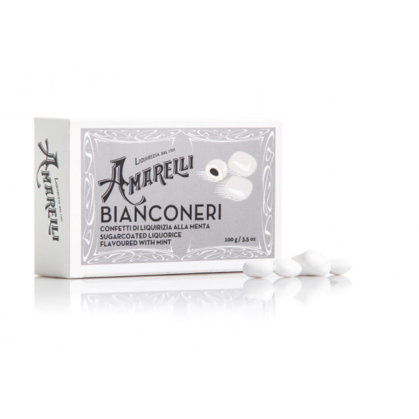 Amarelli Bianconeri (100g) Grigia, Lakridsdrage m. mint