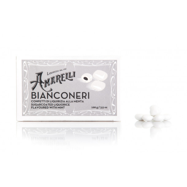 Amarelli Bianconeri (100g) Grigia, Lakridsdrage m. mint
