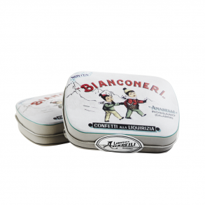 Amarelli lakridsdrage m. mint 20g Bianconeri tin
