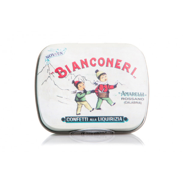 Amarelli lakridsdrage m. mint 20g Bianconeri tin