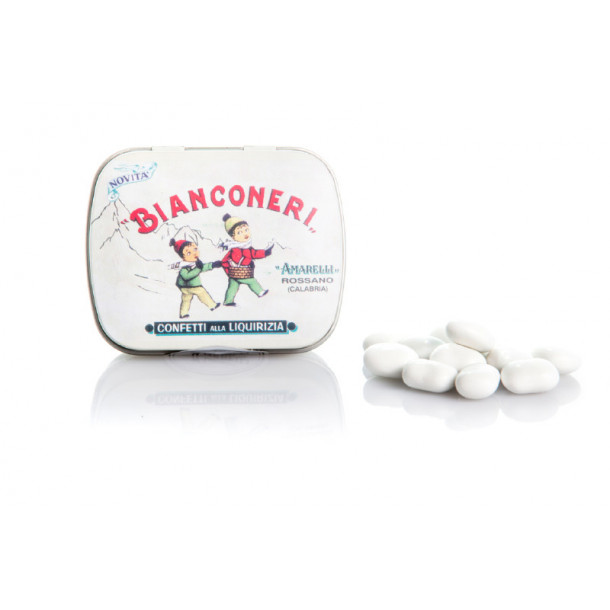 Amarelli lakridsdrage m. mint 20g Bianconeri tin