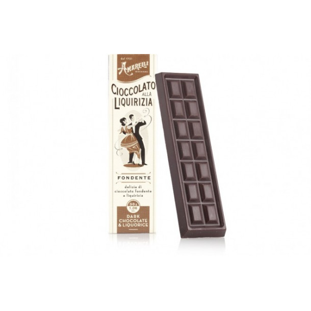 Cioccolato fondente e gianduja (30g), Chokoladebar m. lakrids (Assorteret)