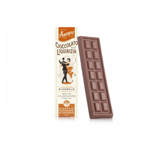Cioccolato fondente e gianduja (30g), Chokoladebar m. lakrids (Assorteret)