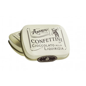 Amarelli chokoladeknapper m. lakrids 20g Confettini beige tin