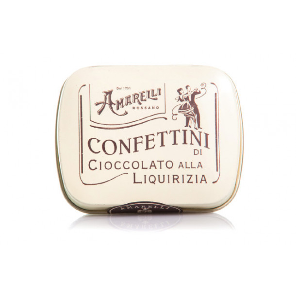 Amarelli chokoladeknapper m. lakrids 20g Confettini beige tin
