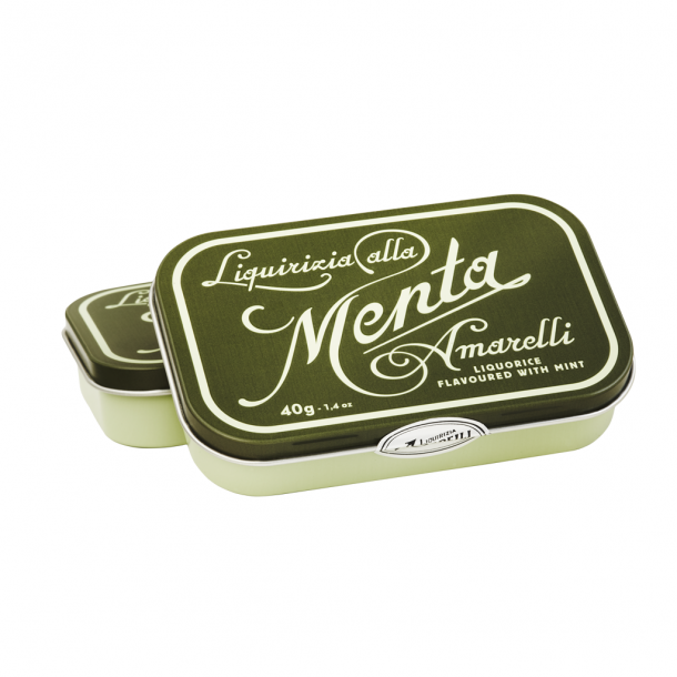 Amarelli ren lakrids m. mint 40g Favette Green tin