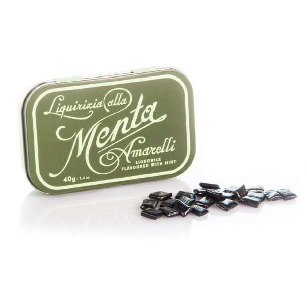 Amarelli ren lakrids m. mint 40g Favette Green tin