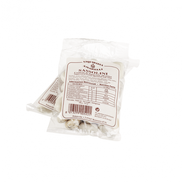 Amarelli lakridsdrage m. anis 100g Sassolini refill
