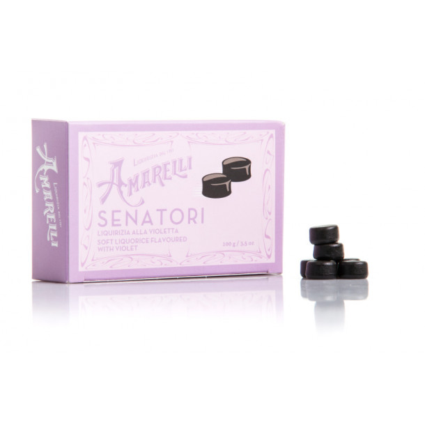 Amarelli Senatori alla violetta (100g) Lilla, Lakridspastil m. viol