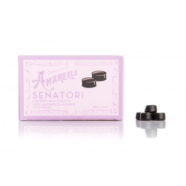 Amarelli Senatori alla violetta (100g) Lilla, Lakridspastil m. viol