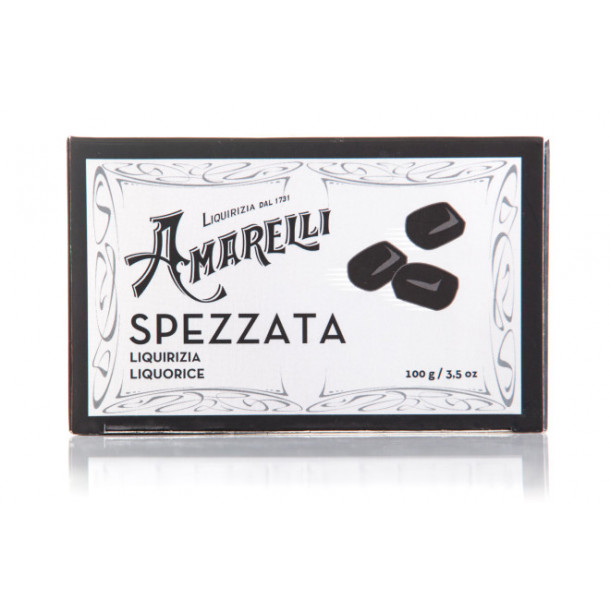 Amarelli ren lakrids 100g Spezzata sort boks
